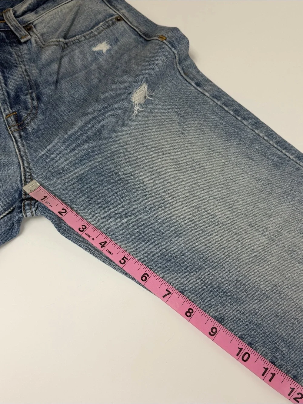Pistola Jeans Womens 25 Blue Charlie High Rise Straight Distressed Button Fly
